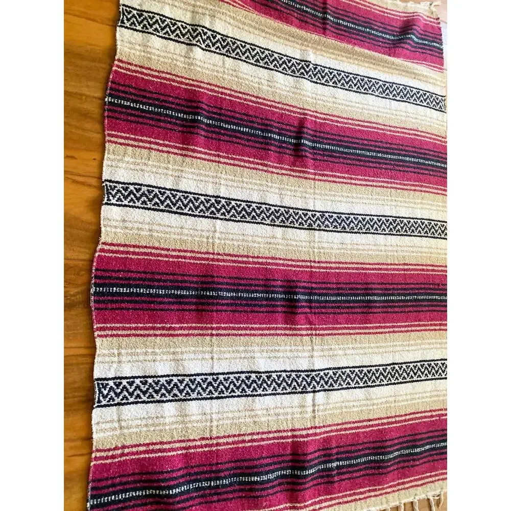 Falsa Serape ONW-Magenta West Southwest Southwestern Mexican Blanket Afghan
